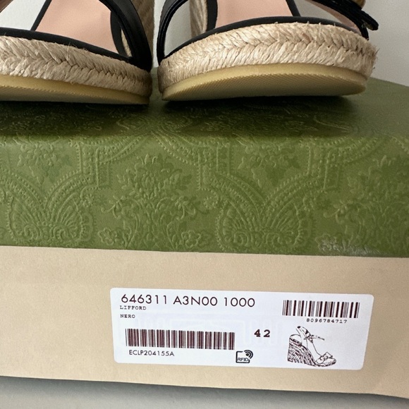 Gucci Black Aitana Espadrille Wedge Sandals 42 - Picture 7 of 7